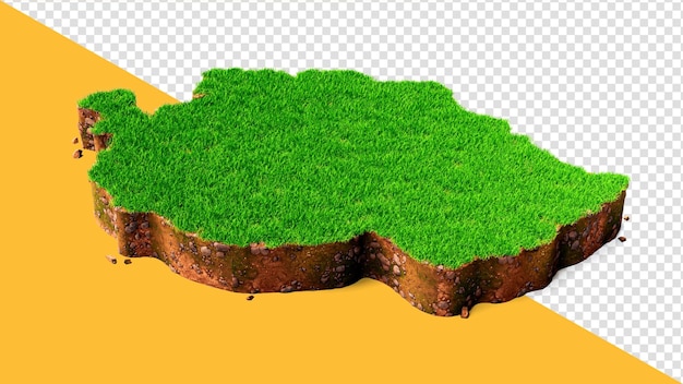 Tanzania Map Grass and ground texture 3d illustration