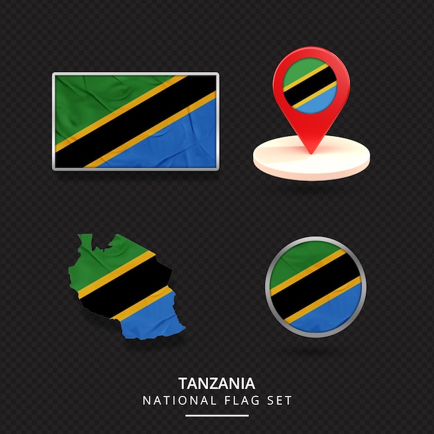 PSD tanzania national flag map location element design