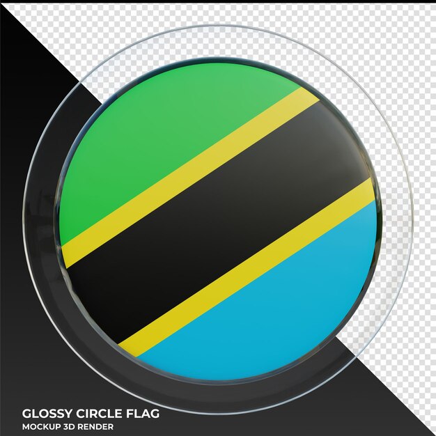 PSD tanzania realistic 3d textured glossy circle flag