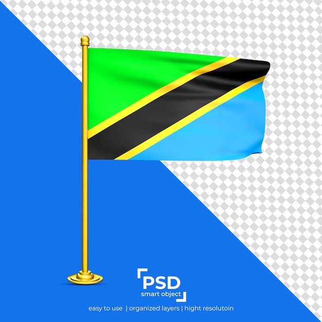 PSD tanzania zwaaiende vlag set geïsoleerd op transparante achtergrond