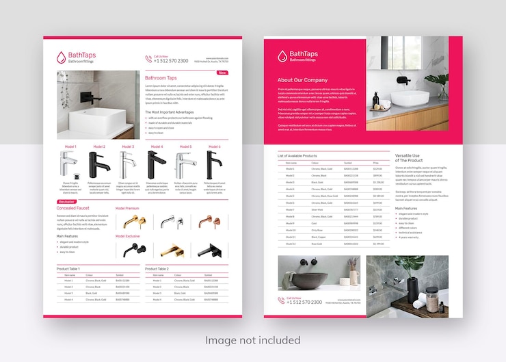 PSD tap technical data flyer product description catalog print template