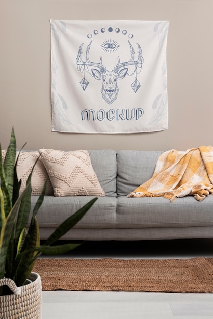 Tapestry on wall mockup