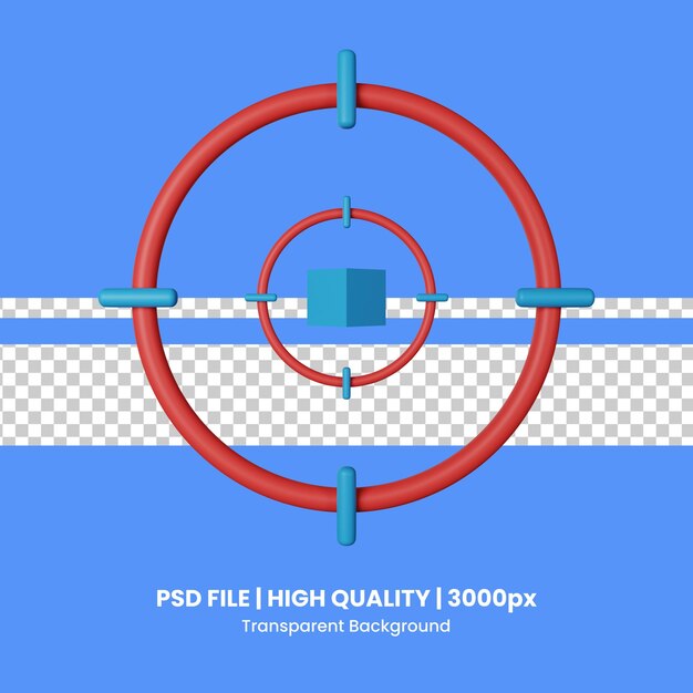 PSD illustrazione dell'icona 3d di destinazione