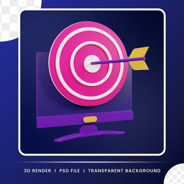 PSD target 3d illustration target of 3d icon illustration