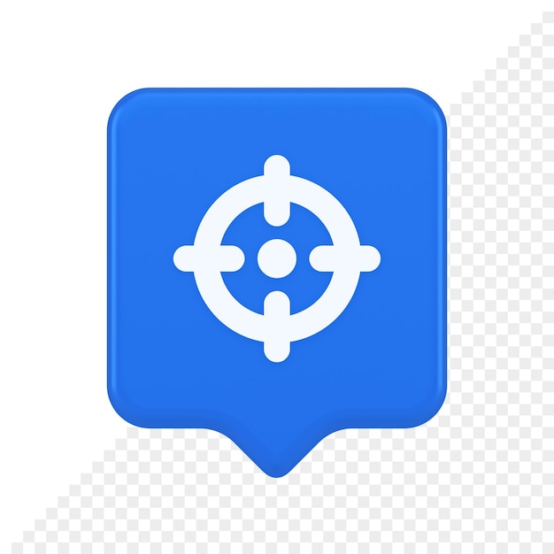 PSD target aim accuracy focus button application weapon shot bullseye 3d realistic speech bubble icon