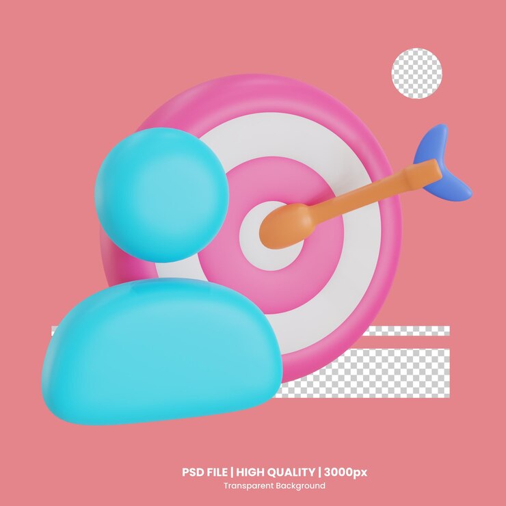 PSD target audience 3d icon illustration