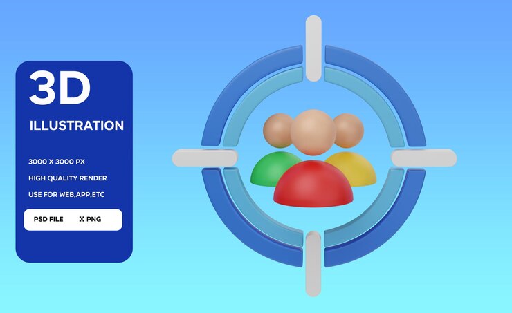 PSD target audience 3d icon illustration