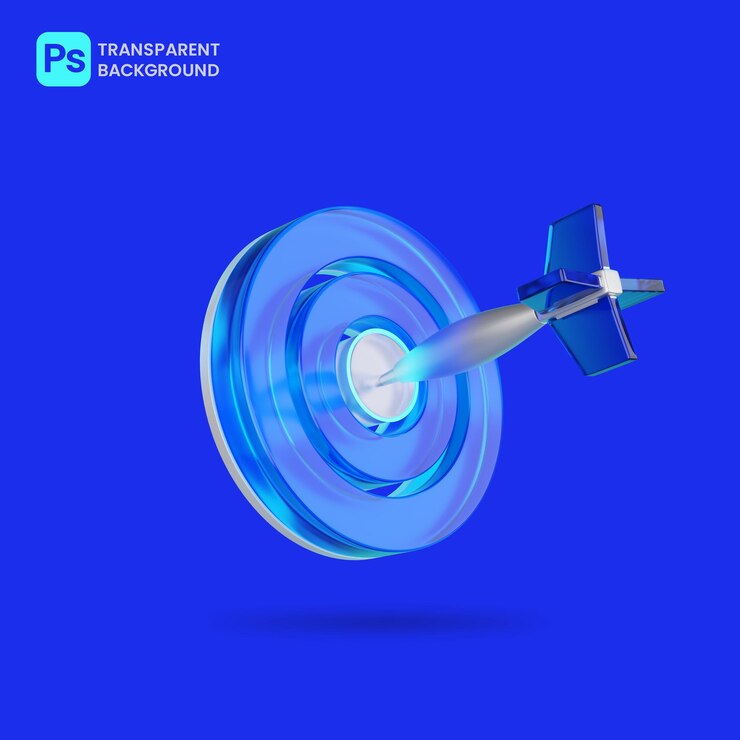Target or dart board 3d illustration isolated on blue background