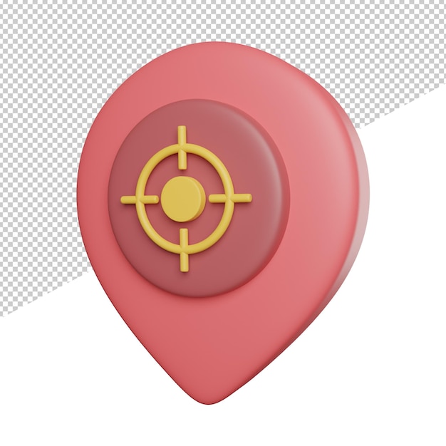 Target placeholder location side view 3d rendering icon illustration on transparent background