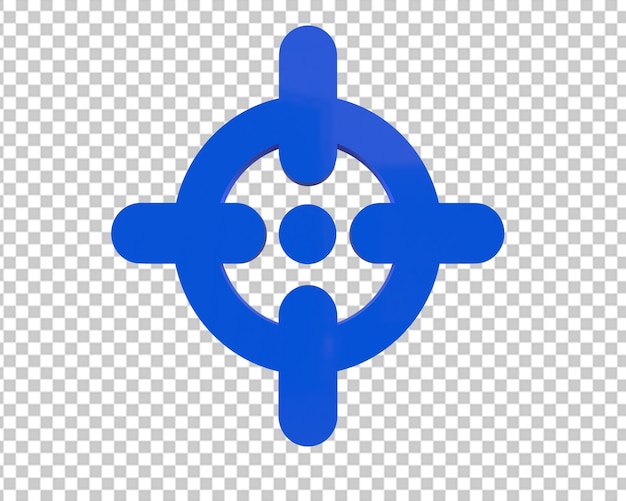 Target shooting blue icon 3d rendering