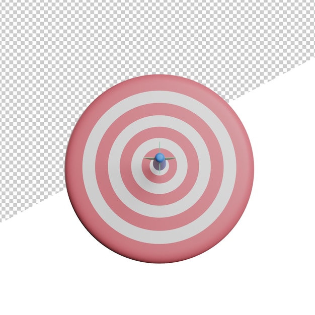 PSD target with dart focus front view 3d illustration rendering transparent background icon
