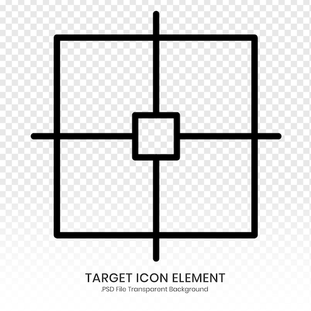targeting icon element square frame line art target symbol design transparent background