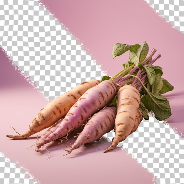 Taro roots against transparent background