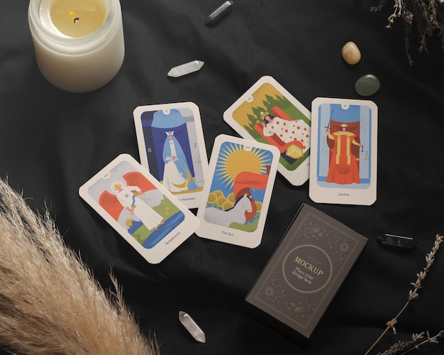 PSD tarot card in studio mockup