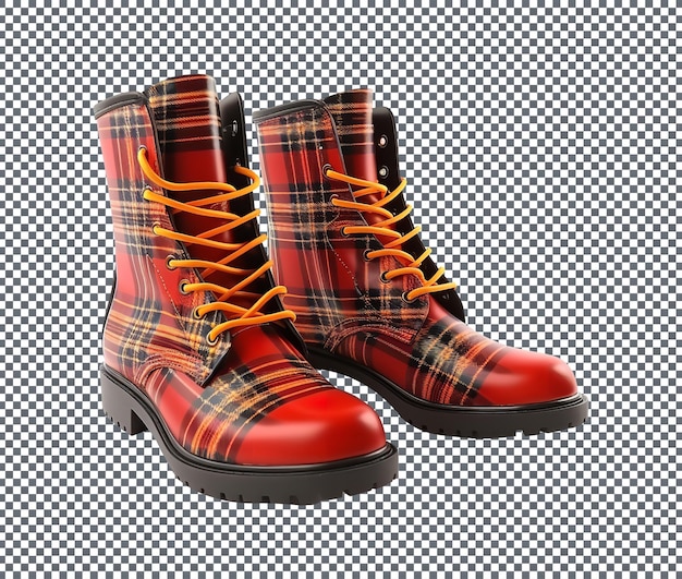 Tartan Plaid Boots Wyizolowane Na Przezroczystym Tle