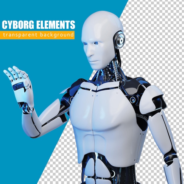 Tarz sahibi yakışıklı cyborg. Fütüristik adam. Robot 3D render