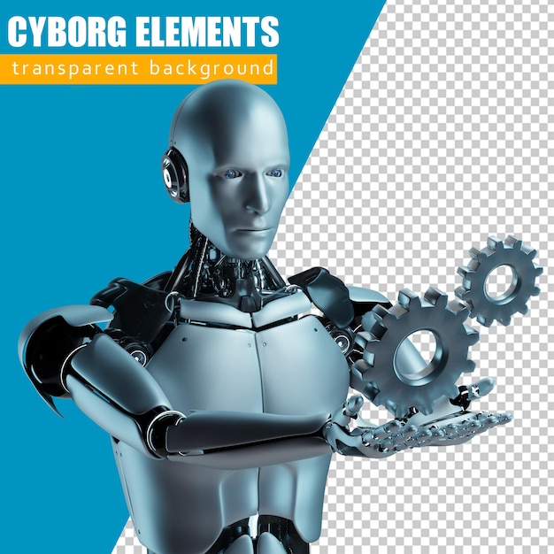 Tarz sahibi yakışıklı cyborg. Fütüristik adam. Robot 3D render