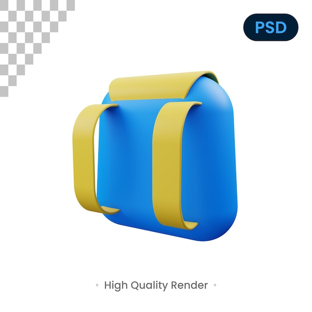 Tas 3d render illustratie premium psd