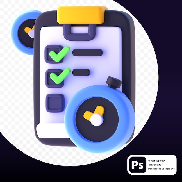 Task List in 3d render for graphic asset web presentation or other