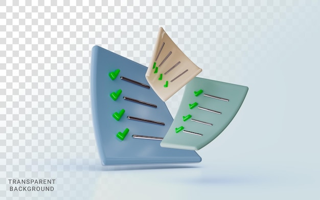 Task management check list efficient work project plan fast progress level up concept 3d render icon