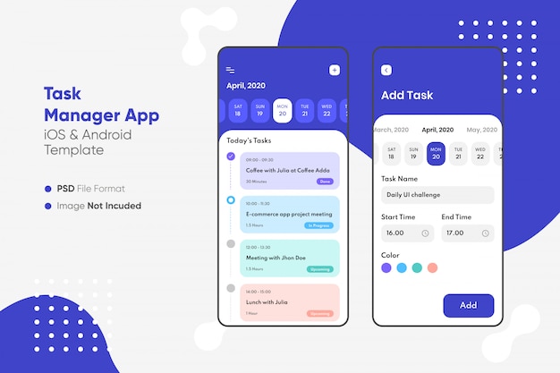 PSD task manager app ui