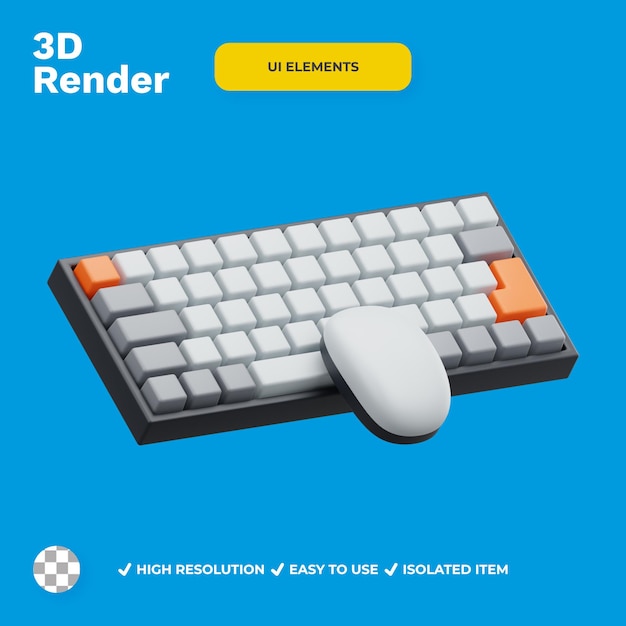 TASTATUR OG MUS UI ELEMENTER I 3D GENGIVELSE