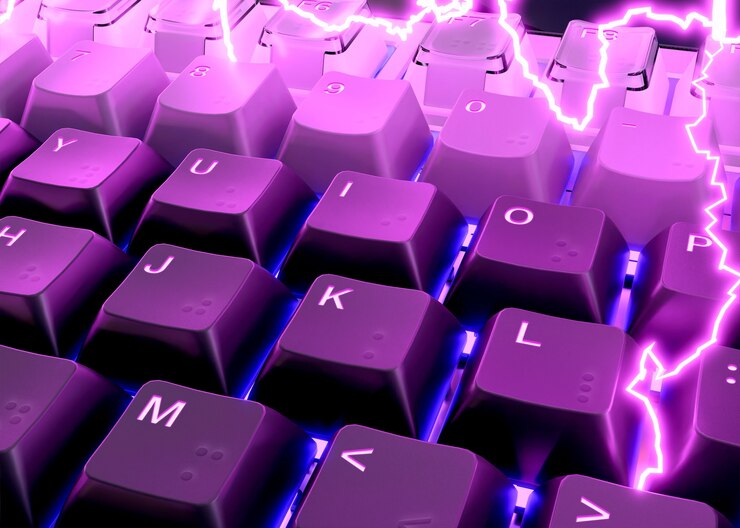 PSD tastaturknapper mock-up med neon elektrisitet bolt