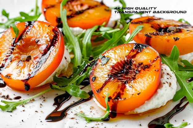 Taste the sweetness of grilled peaches paired with delight on transparent background