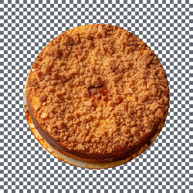 Tastily coffee cake top view isolated on transparent background