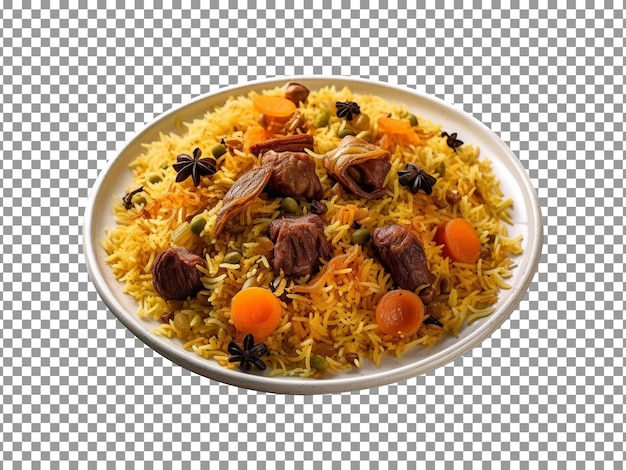 PSD tasty afghan pulao dish on transparent background