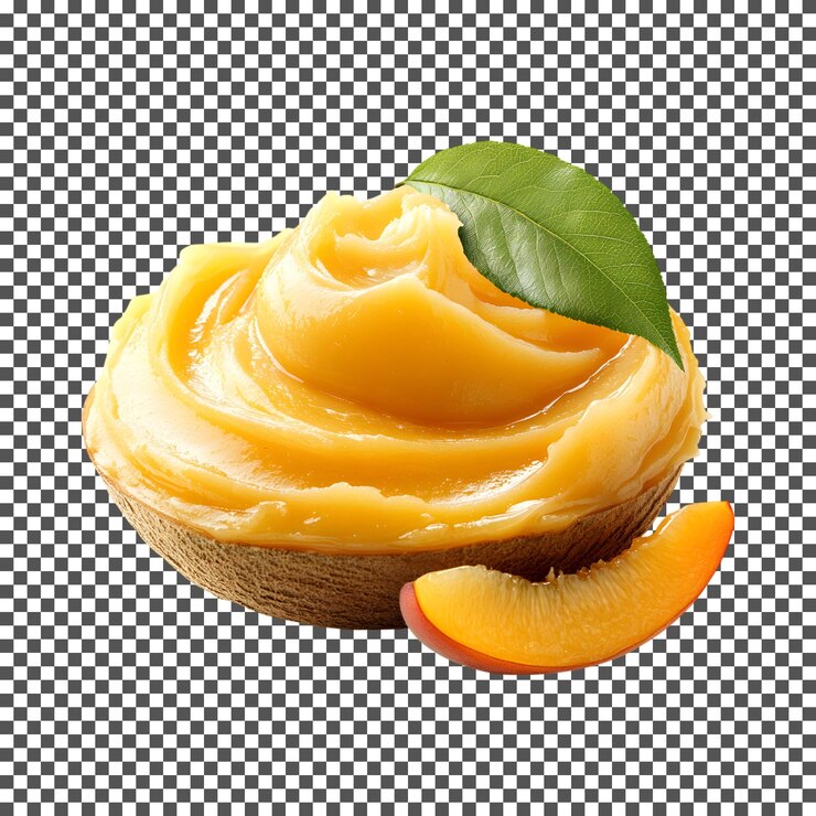 PSD 在透明的背景上孤立的美味的杏仁黄油
