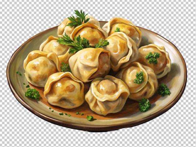 PSD tasty ashak dumpling plate