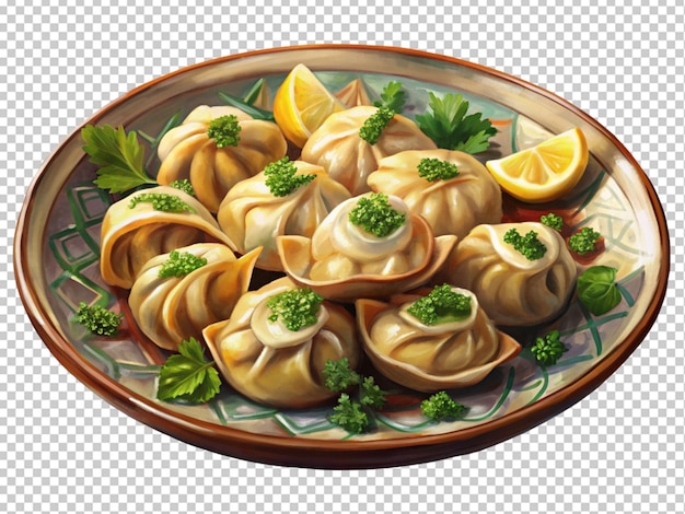 Tasty ashak dumpling plate