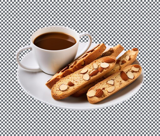 Tasty biscotti italian cookies isolated on a transparent background