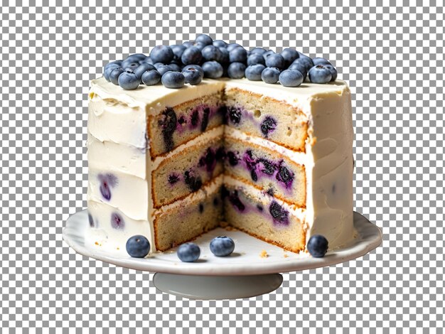 PSD tasty blueberries cake with fresh blueberries isolated on transparent background