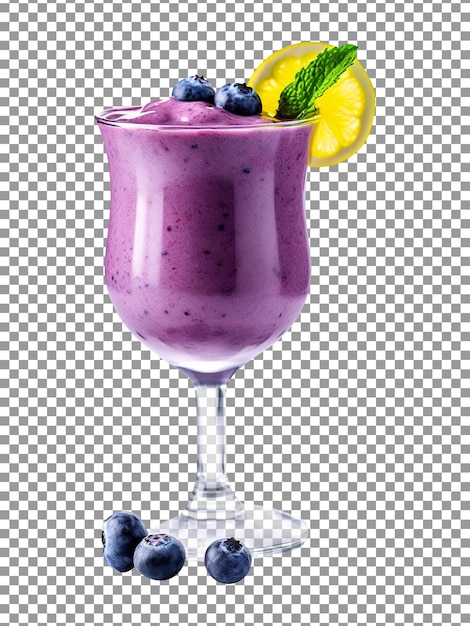 PSD tasty blueberry lemon smoothie glass isolated on transparent background