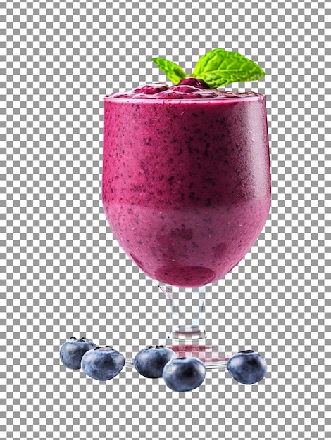 tasty blueberry smoothie glass isolated on transparent background