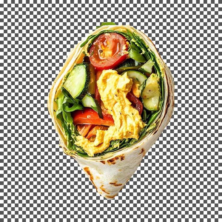 PSD tasty breakfast wrap with veggies isolated on transparent background