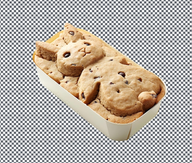 PSD tasty bunny shaped cookie box isolated on transparent background