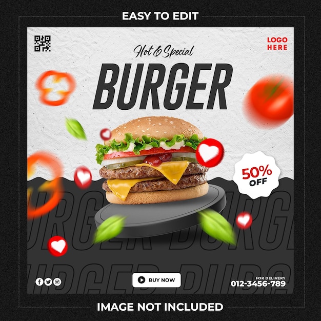 Шаблон для социальных сетей tasty burger promotion