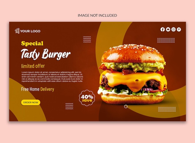 Tasty burger social media wed template