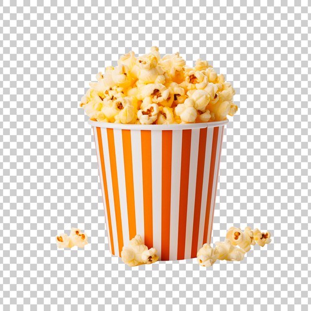 PSD tasty caramel glazed popcorn in a box on a transparent background