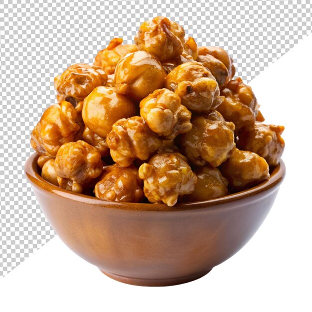 PSD tasty caramel glazed popcorn on transparent background