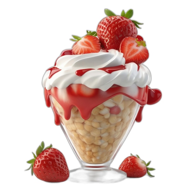 Tasty caramel strawberry PSD on a white background