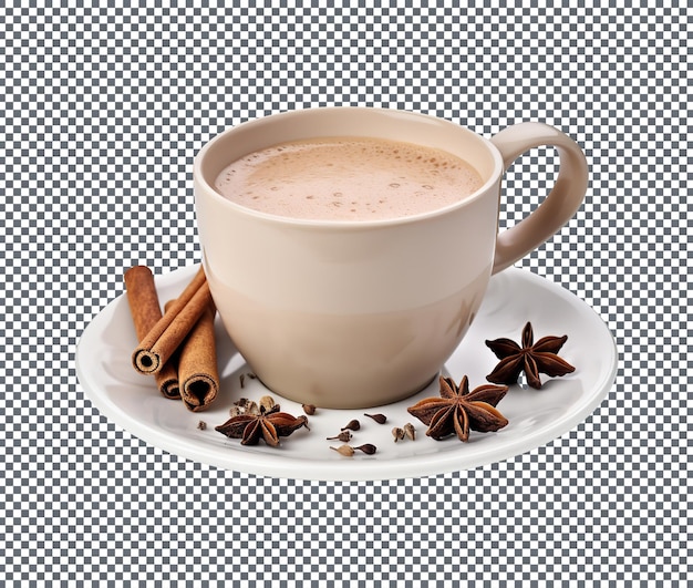 Tasty chai tea isolated on transparent background