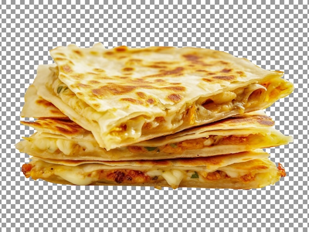 Le fette di formaggio gustoso paratha impilano su sfondo trasparente