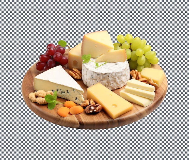 PSD tasty cheese platter isolated on transparent background