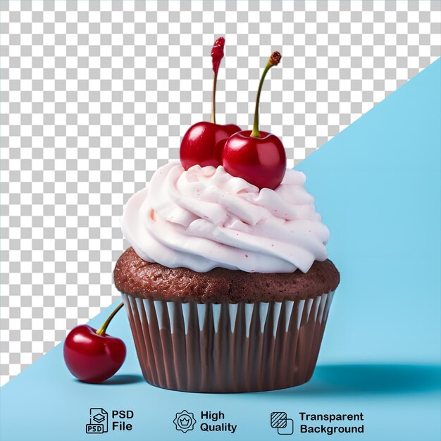 Gustoso cupcake di ciliegie con ciliegie in cima isolato su uno sfondo trasparente include file png