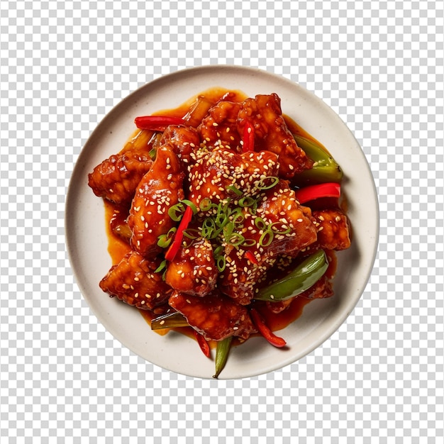 PSD tasty chilli chicken on transparent background