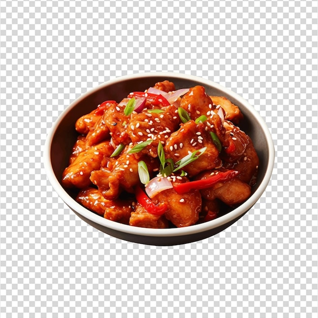 PSD tasty chilli chicken on transparent background